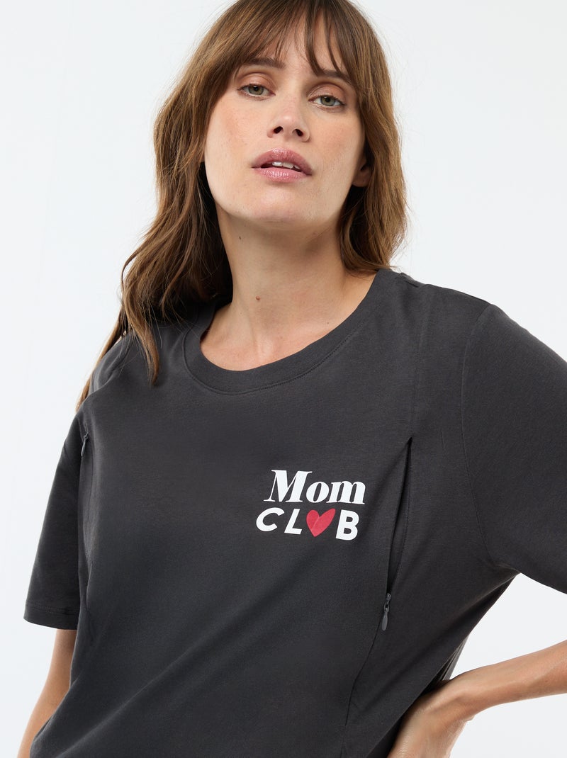 Tee-shirt d'allaitement imprimé à manches courtes Noir - Kiabi