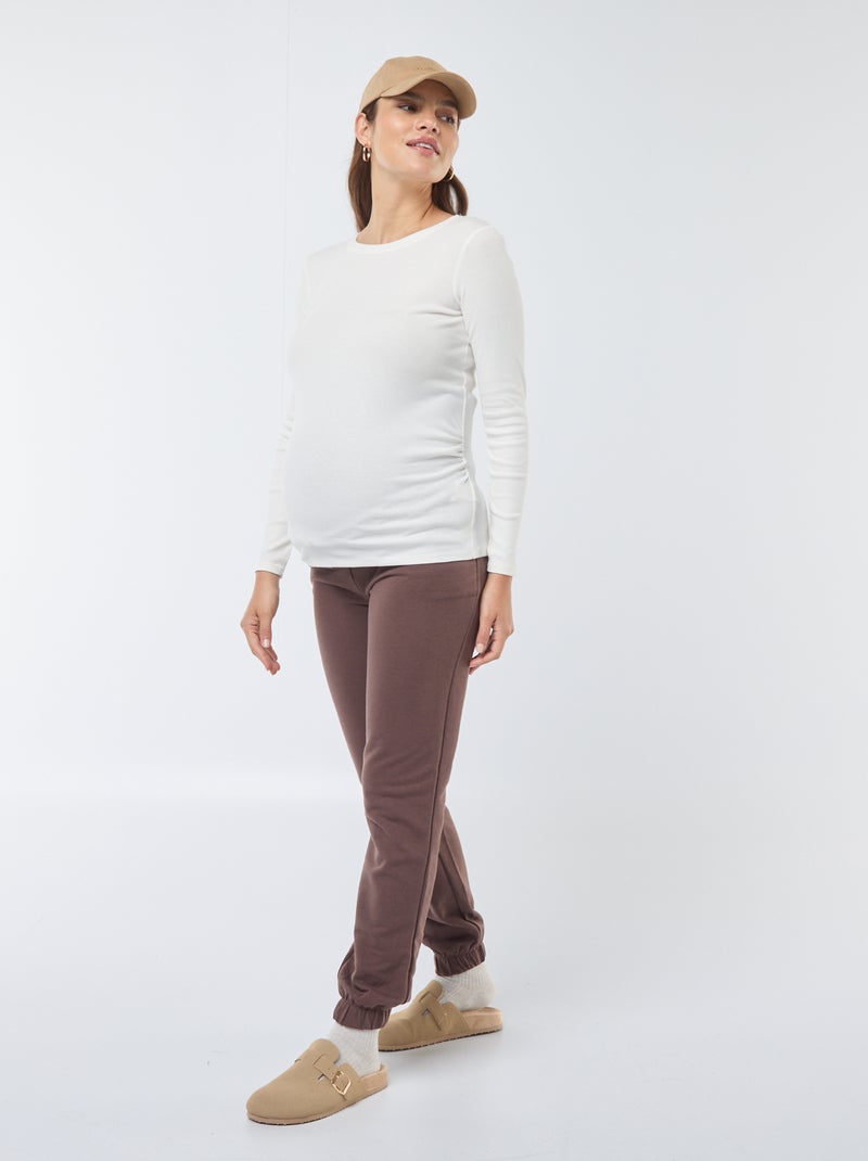 Tee-shirt de maternité côtelé Blanc - Kiabi