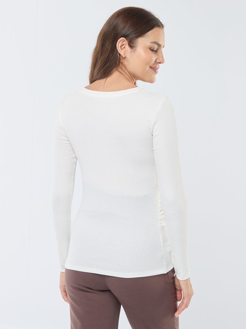 Tee-shirt de maternité côtelé Blanc - Kiabi