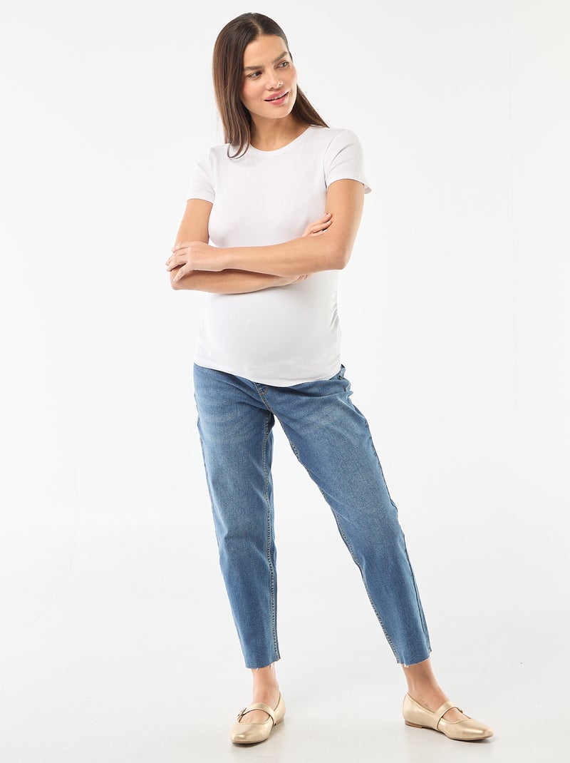 Tee-shirt de maternité côtelé Blanc - Kiabi