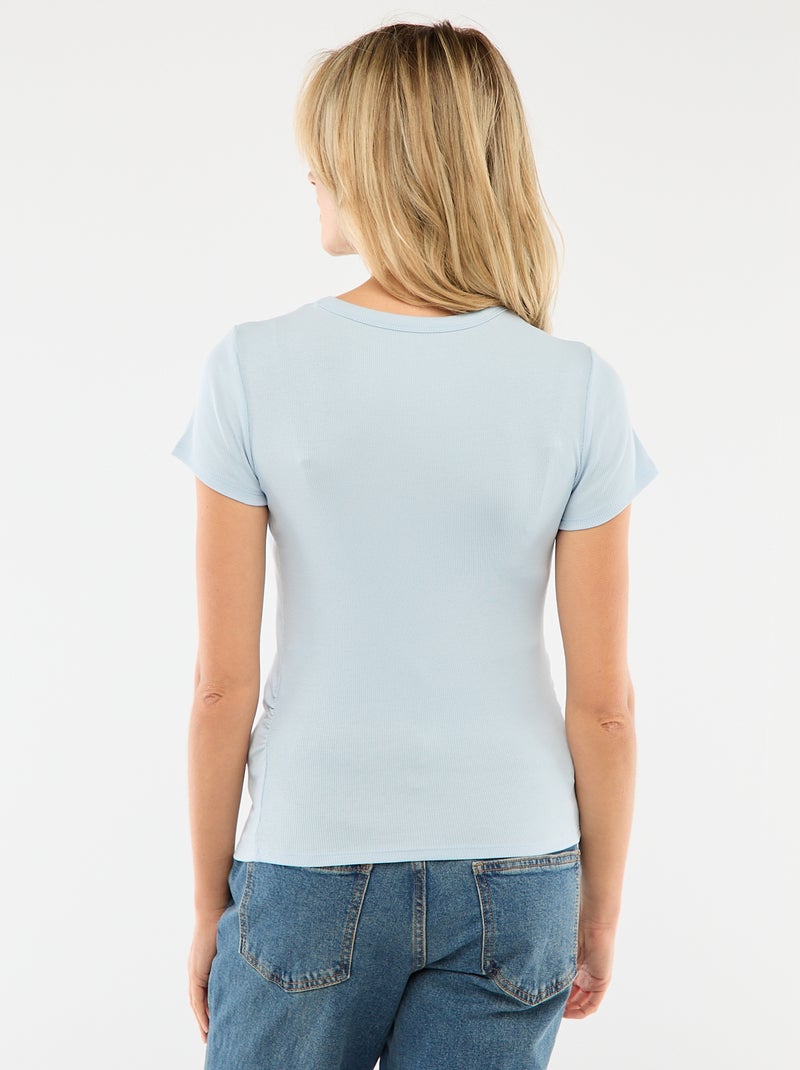 Tee-shirt de maternité côtelé Bleu - Kiabi