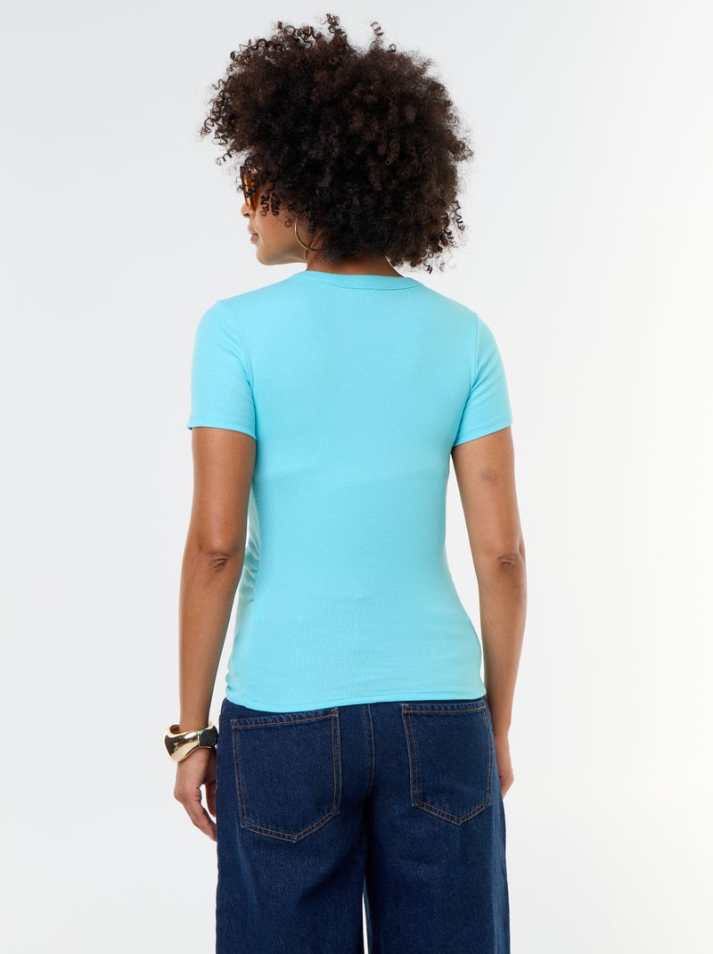 Tee-shirt de maternité côtelé Bleu - Kiabi