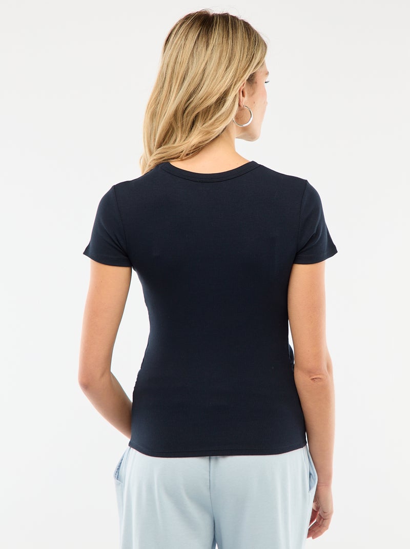 Tee-shirt de maternité côtelé Bleu marine - Kiabi
