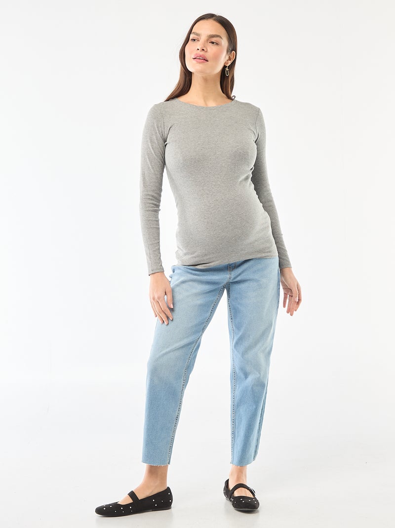 Tee-shirt de maternité côtelé Gris - Kiabi