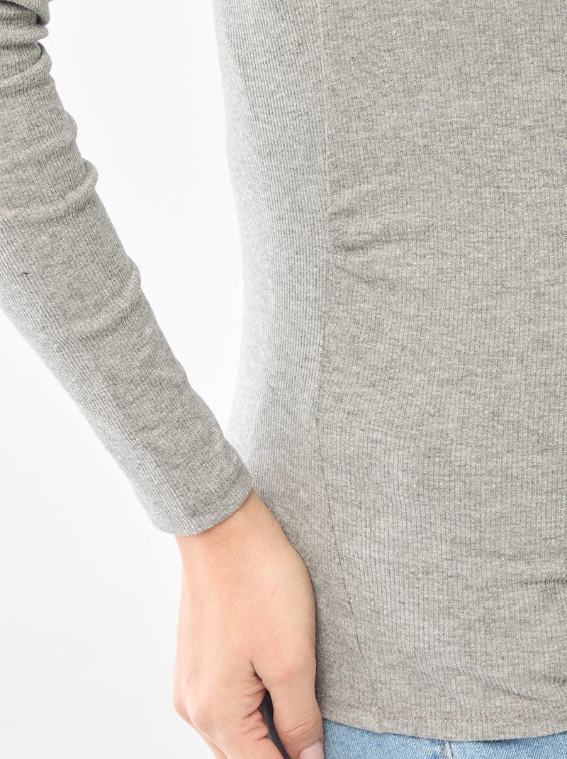 Tee-shirt de maternité côtelé Gris - Kiabi