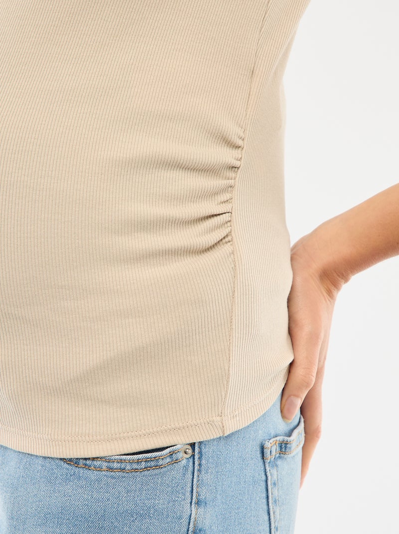 Tee-shirt de maternité côtelé Gris - Kiabi