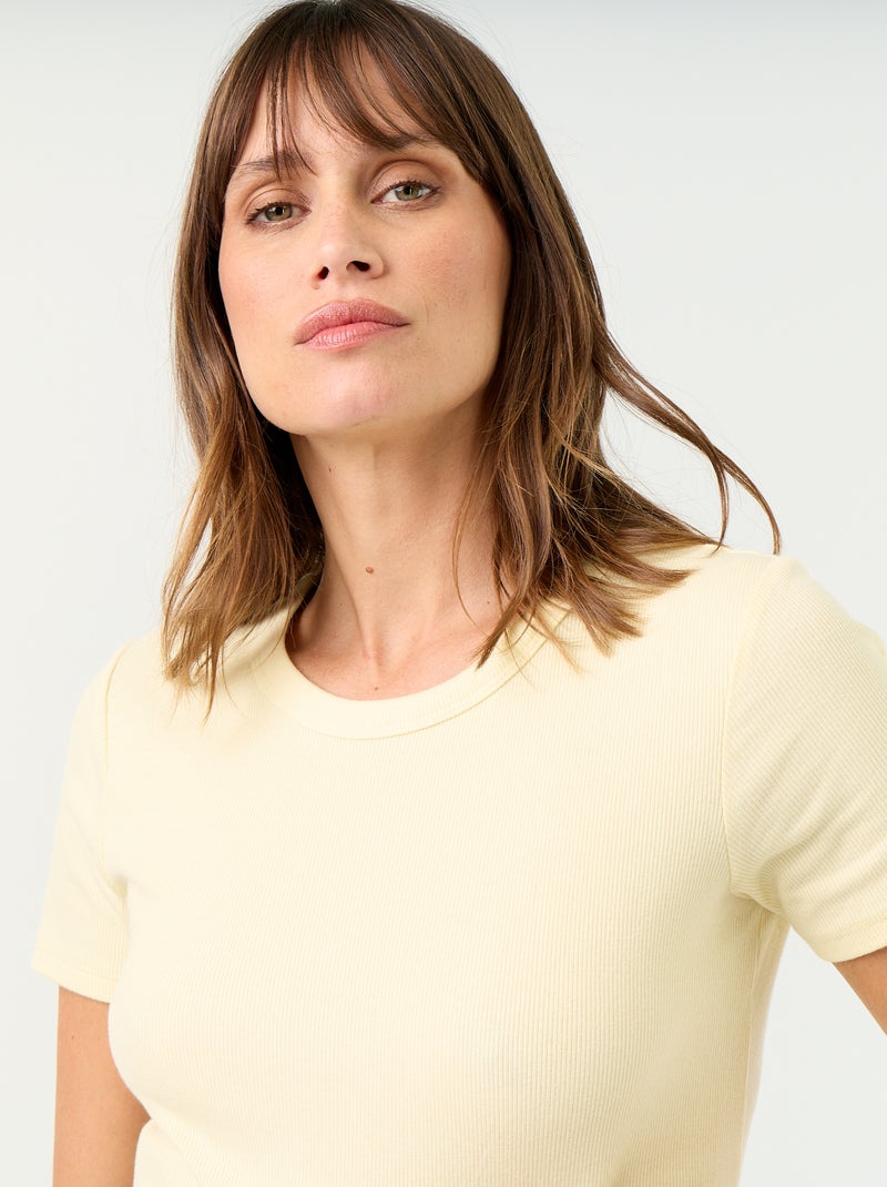 Tee-shirt de maternité côtelé Jaune - Kiabi