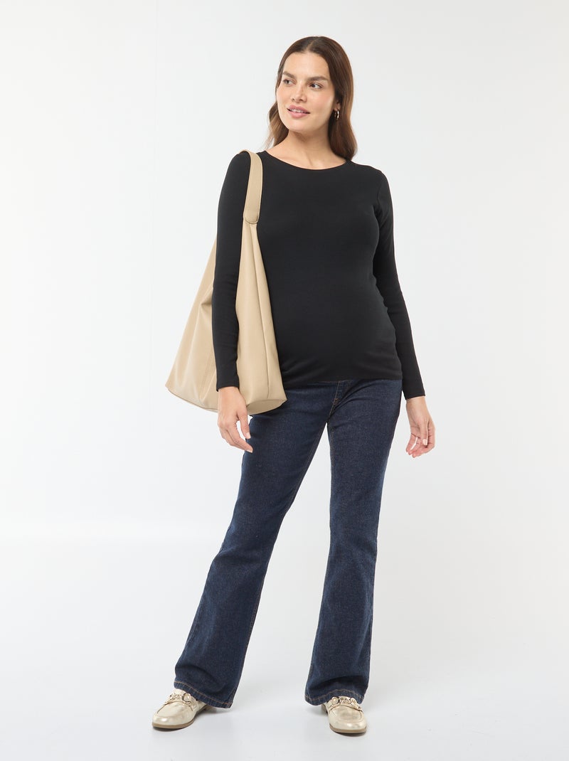 Tee-shirt de maternité côtelé Noir - Kiabi