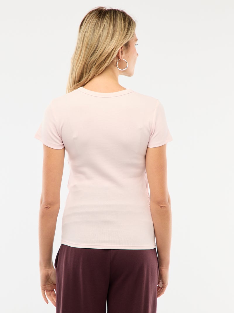 Tee-shirt de maternité côtelé Rose clair - Kiabi