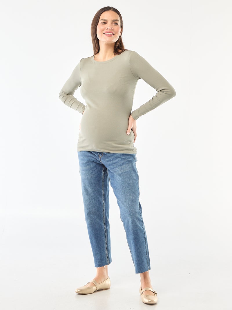 Tee-shirt de maternité côtelé Vert - Kiabi