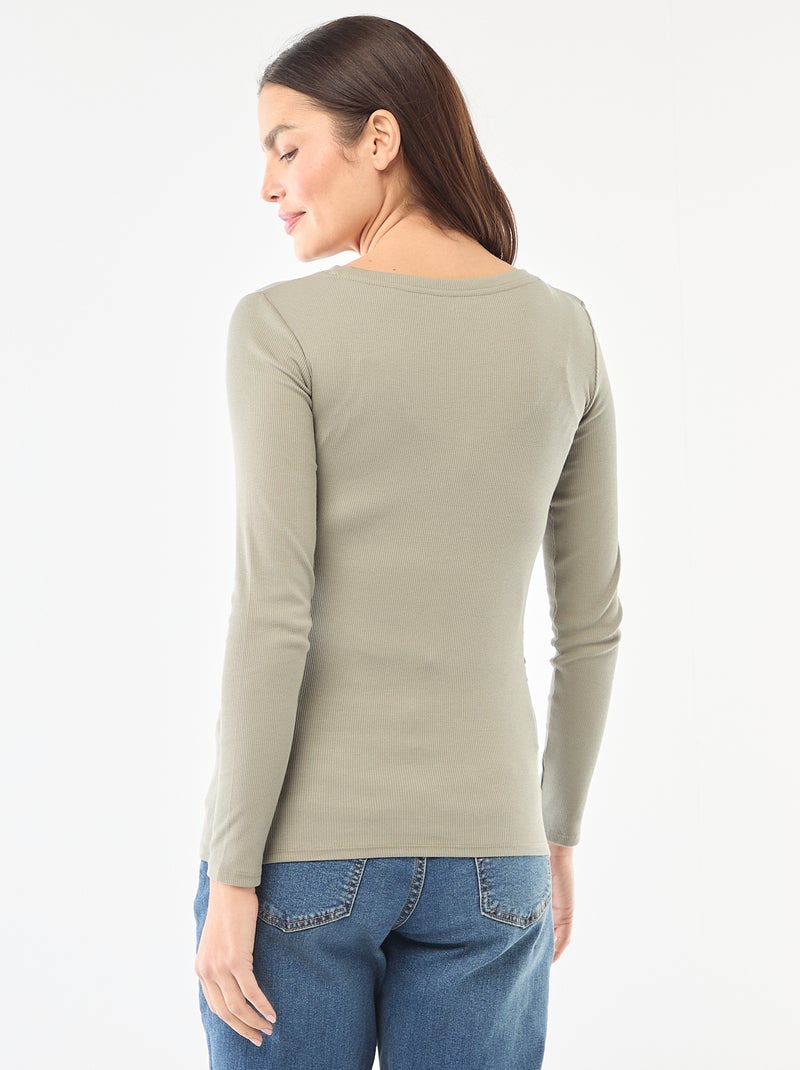 Tee-shirt de maternité côtelé Vert - Kiabi