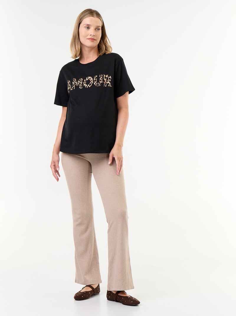Tee-shirt de maternité imprimé Noir - Kiabi