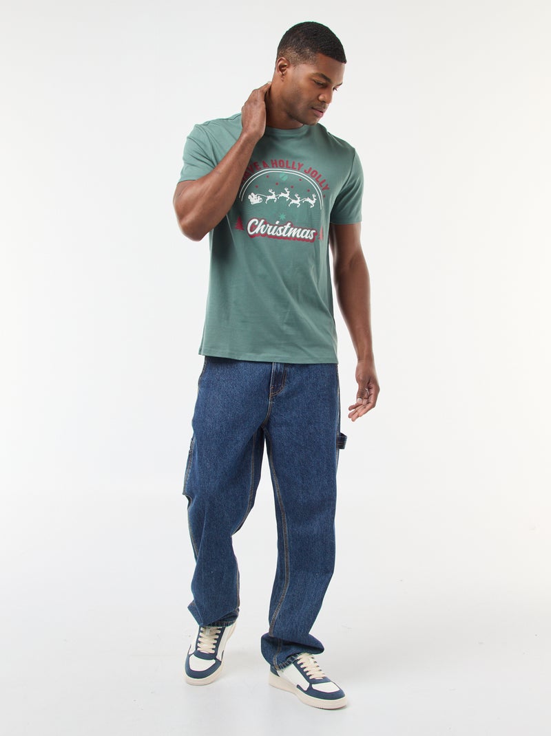 Tee-shirt de Noël fantaisie Kaki - Kiabi