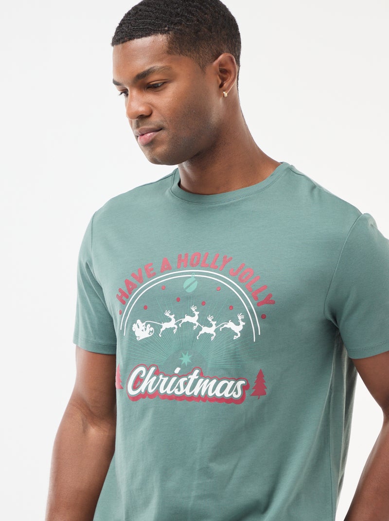 Tee-shirt de Noël fantaisie Kaki - Kiabi
