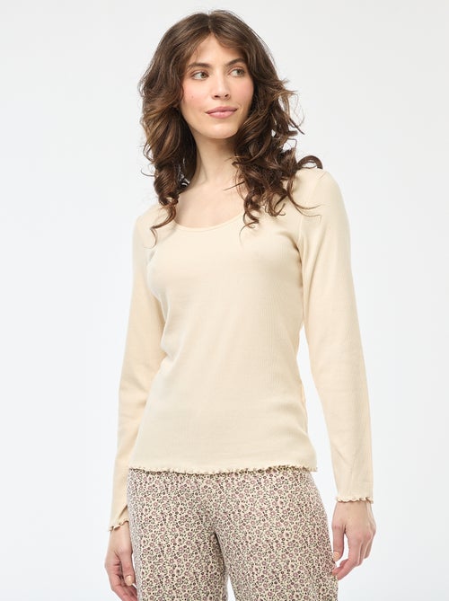 Tee-shirt de pyjama côtelé - Kiabi