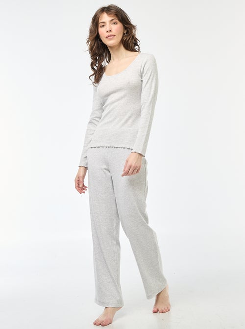 Tee-shirt de pyjama côtelé - Kiabi