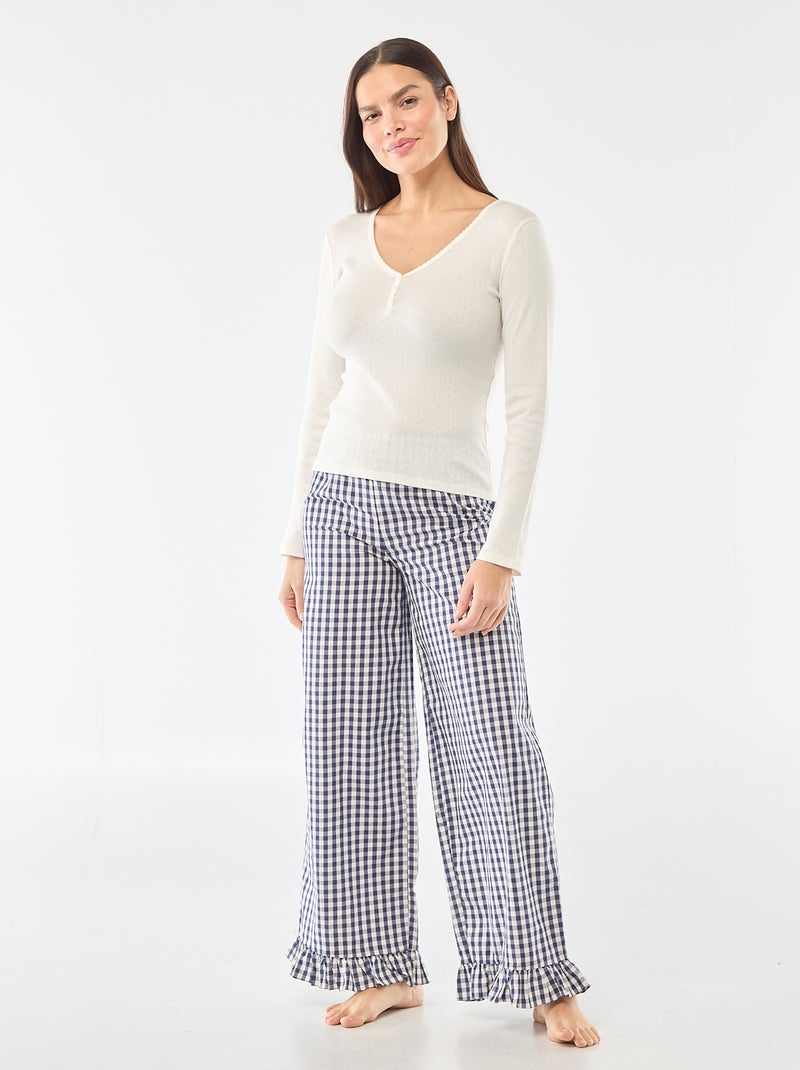 Tee-shirt de pyjama en maille pointelle Blanc - Kiabi