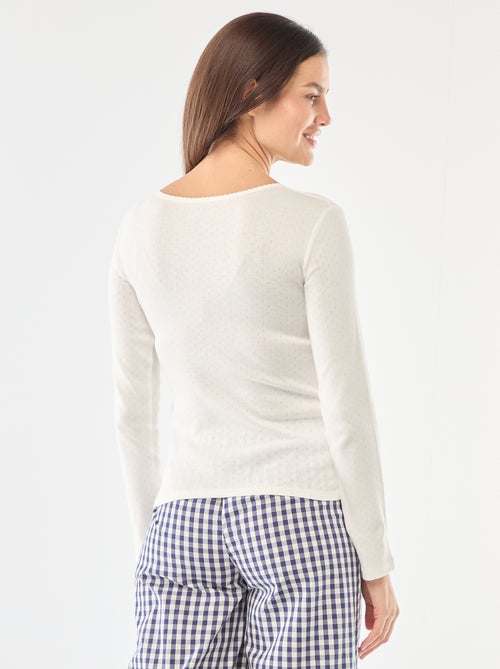 Tee-shirt de pyjama en maille pointelle - Kiabi
