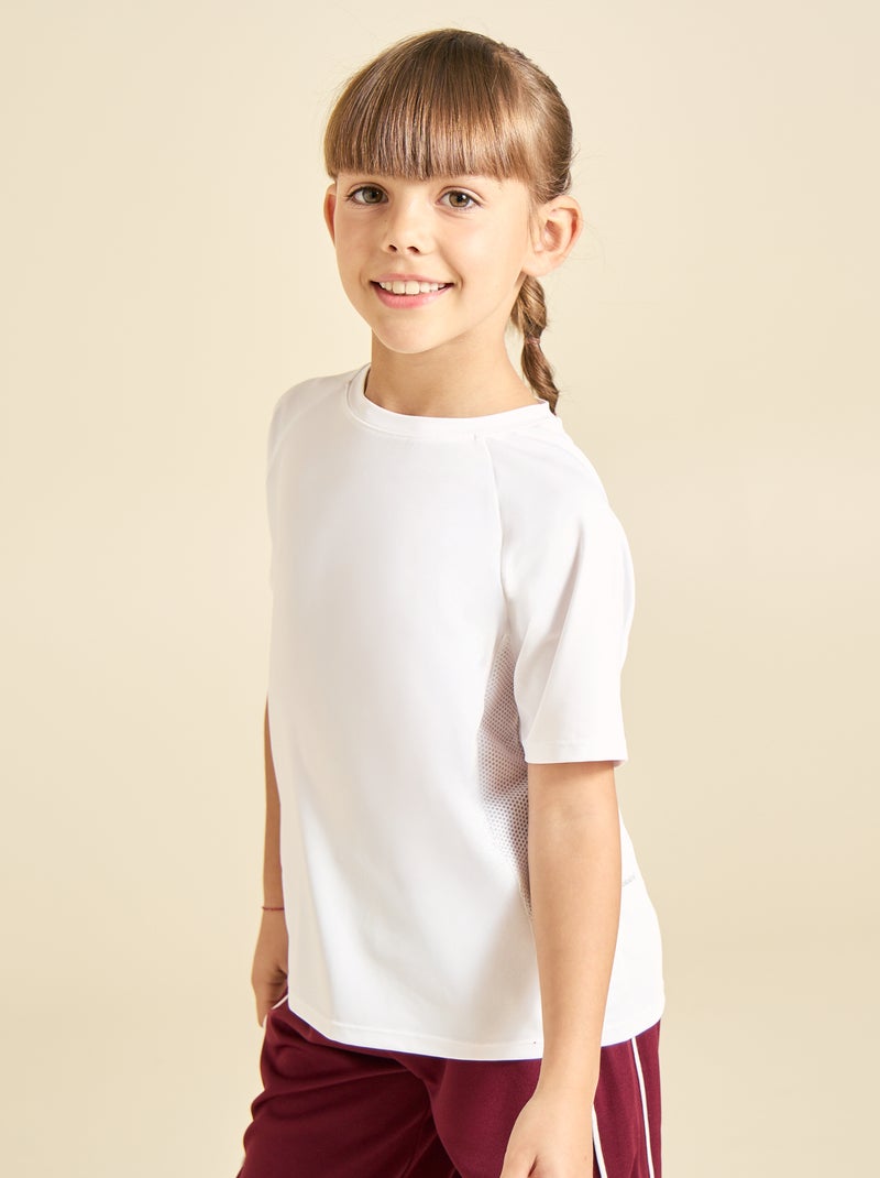 Tee-shirt de sport fluide manches courtes (Ekstract) Blanc - Kiabi