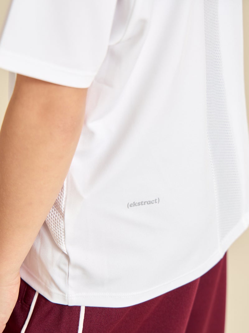 Tee-shirt de sport fluide manches courtes (Ekstract) Blanc - Kiabi