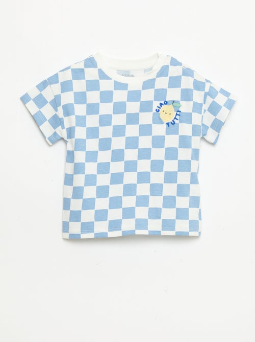 Tee-shirt en coton avec broderie poitrine - Kiabi