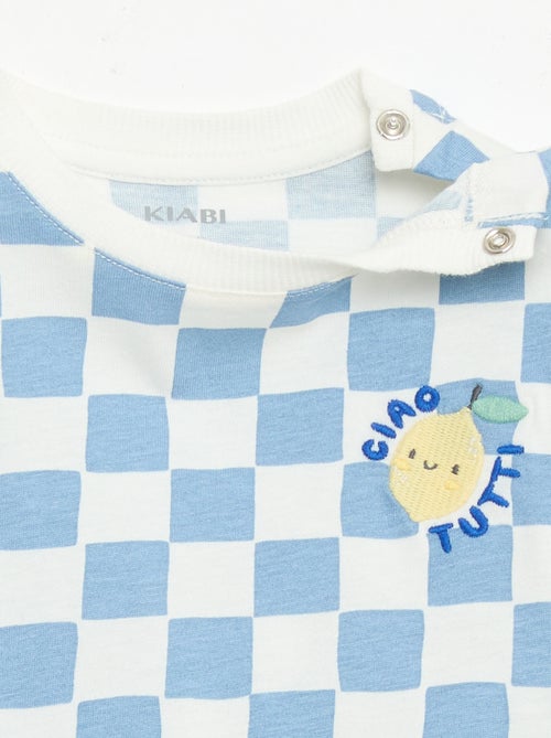 Tee-shirt en coton avec broderie poitrine - Kiabi
