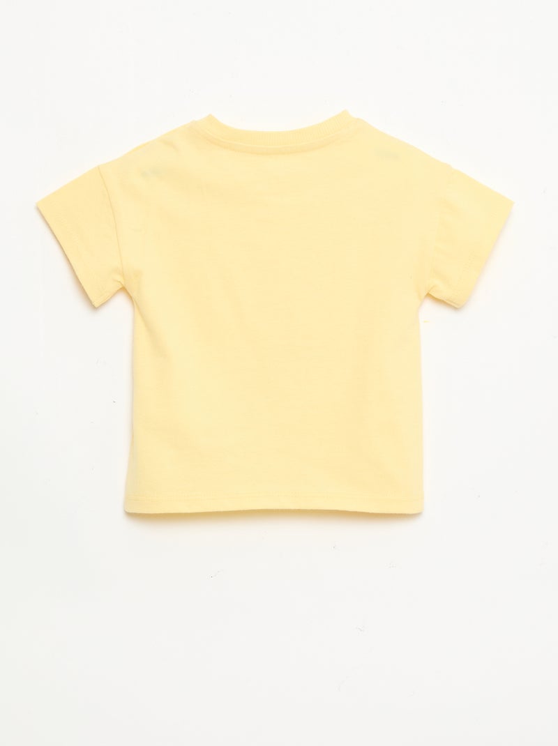 Tee-shirt en coton avec broderie poitrine Jaune - Kiabi