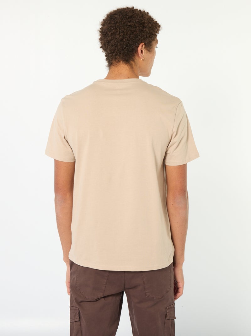 Tee-shirt en coton imprimé à manches courtes Beige - Kiabi