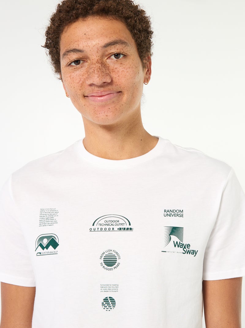 Tee-shirt en coton imprimé à manches courtes Blanc - Kiabi