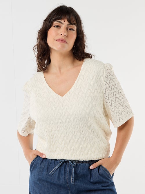 Tee-shirt en dentelle ajourée - Kiabi