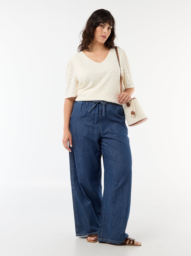 Tee-shirt en dentelle ajourée Beige - Kiabi