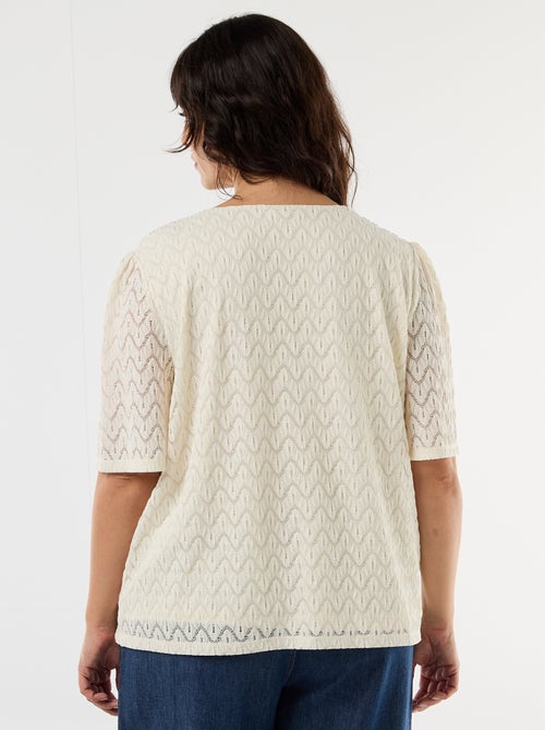 Tee-shirt en dentelle ajourée - Kiabi