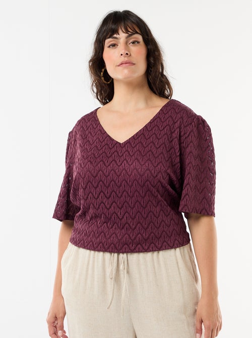 Tee-shirt en dentelle ajourée - Kiabi