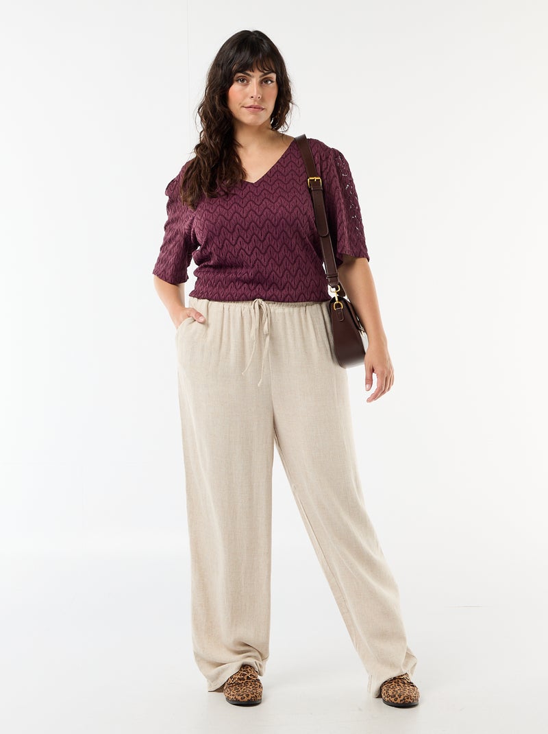 Tee-shirt en dentelle ajourée Bordeaux - Kiabi