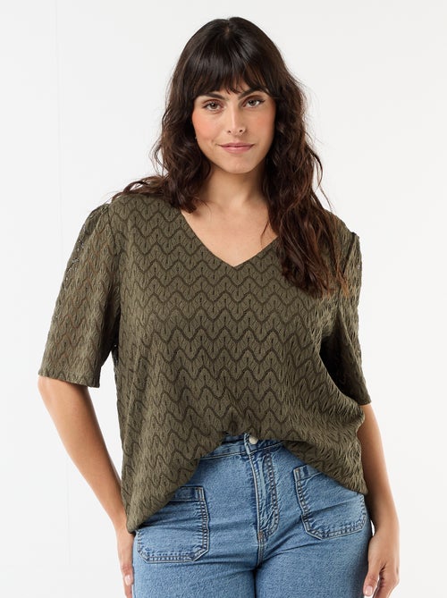 Tee-shirt en dentelle ajourée - Kiabi