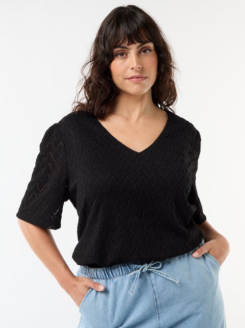 Tee-shirt en dentelle ajourée - Kiabi