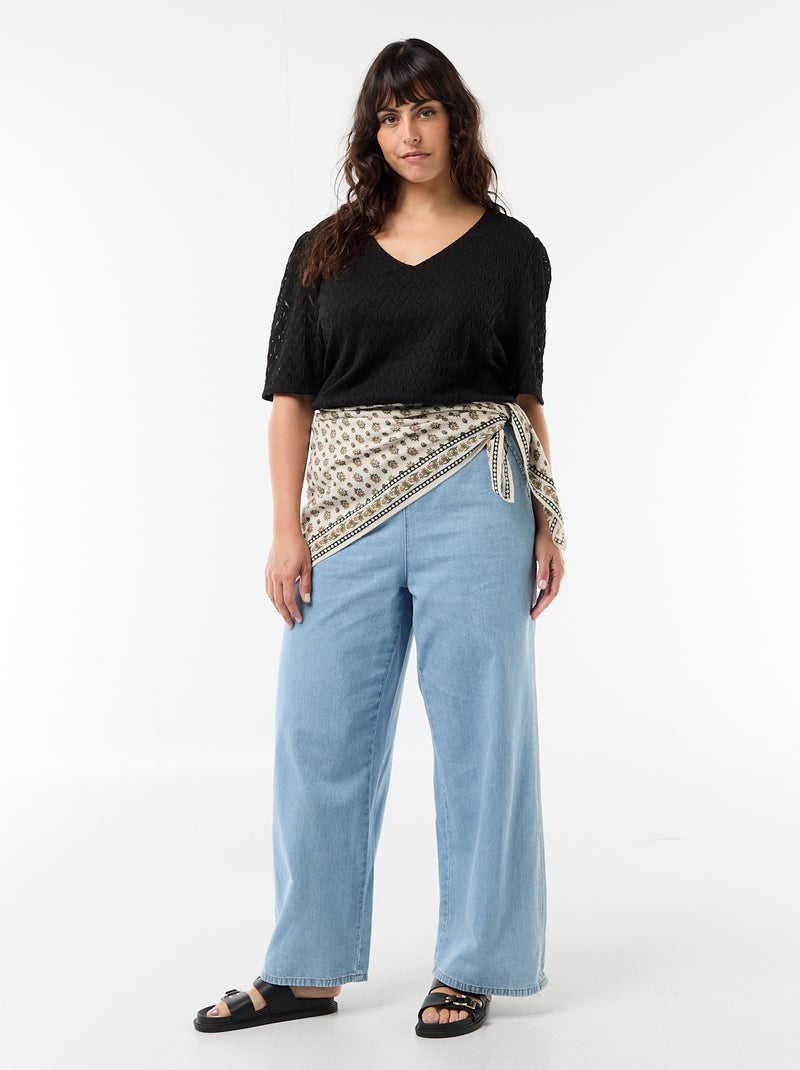 Tee-shirt en dentelle ajourée Noir - Kiabi