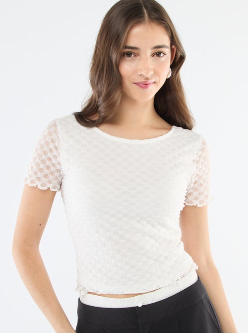 Tee-shirt en dentelle avec dos échancré - Kiabi