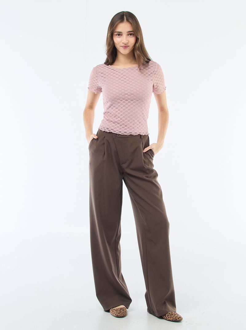 Tee-shirt en dentelle avec dos échancré Rose - Kiabi