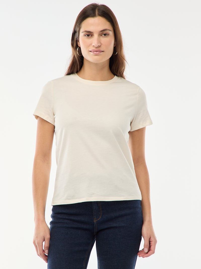 Tee-shirt en jersey manches courtes Blanc - Kiabi