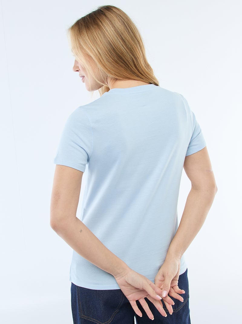 Tee-shirt en jersey manches courtes Bleu - Kiabi