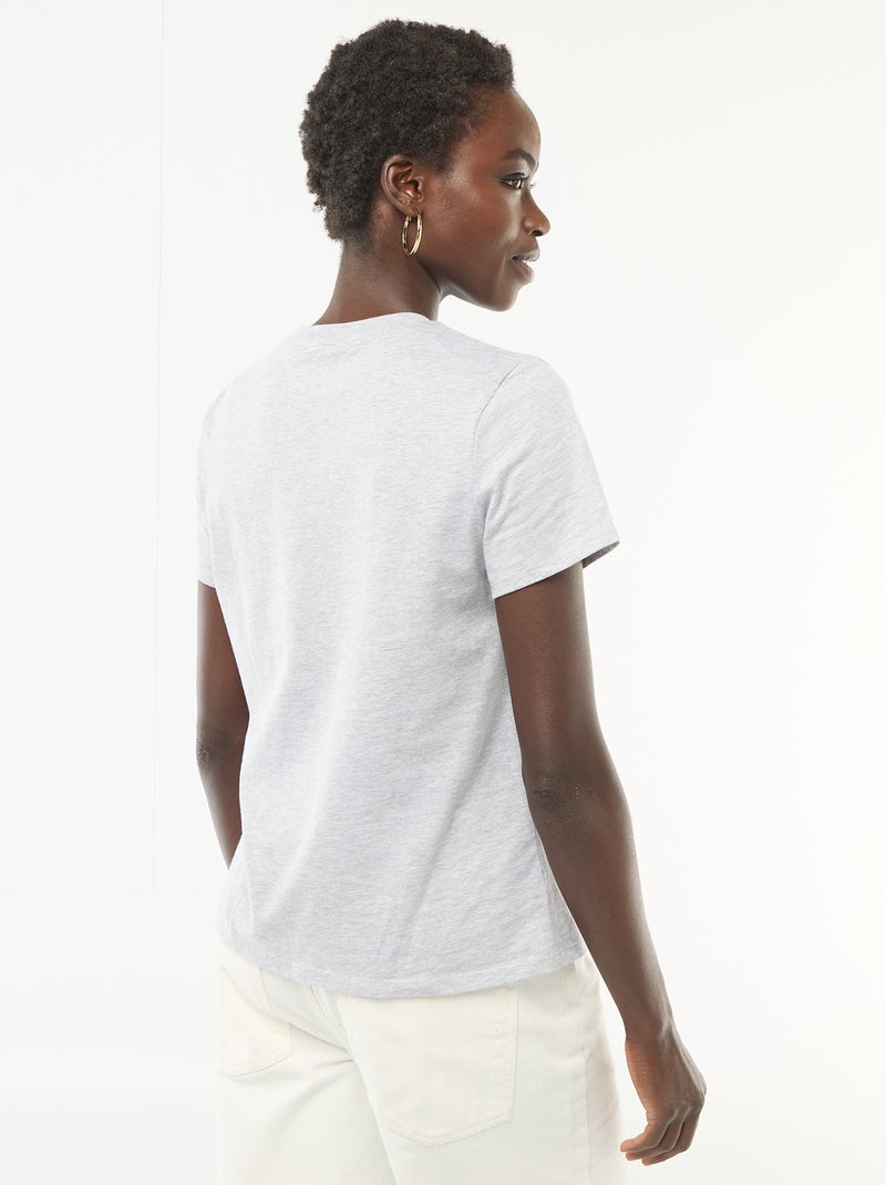 Tee-shirt en jersey manches courtes Gris - Kiabi