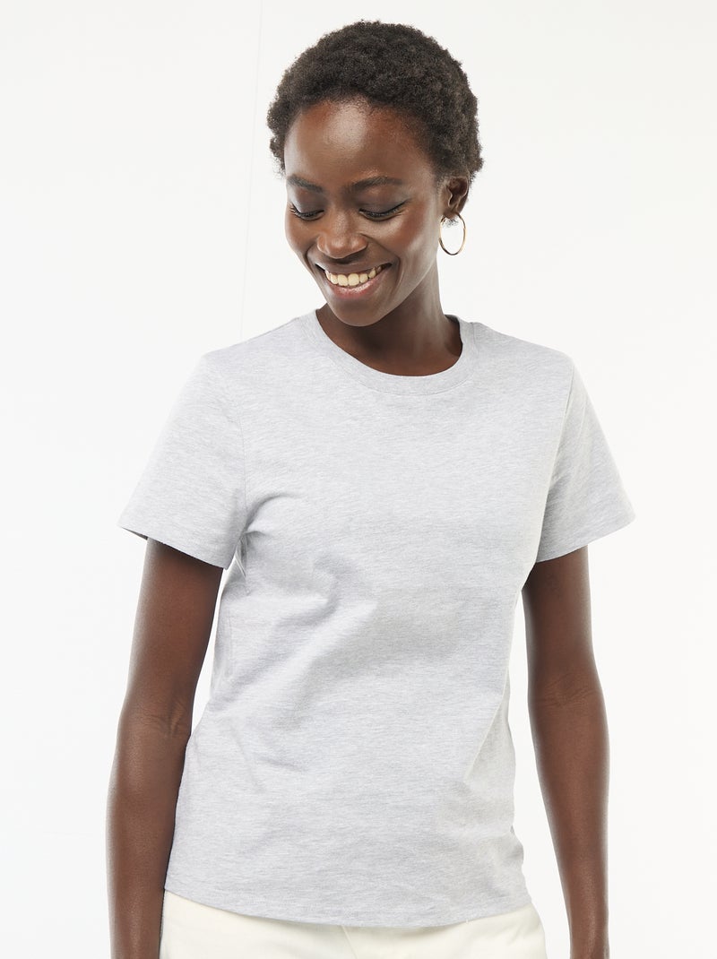 Tee-shirt en jersey manches courtes Gris - Kiabi