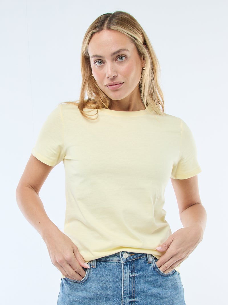 Tee-shirt en jersey manches courtes Jaune - Kiabi