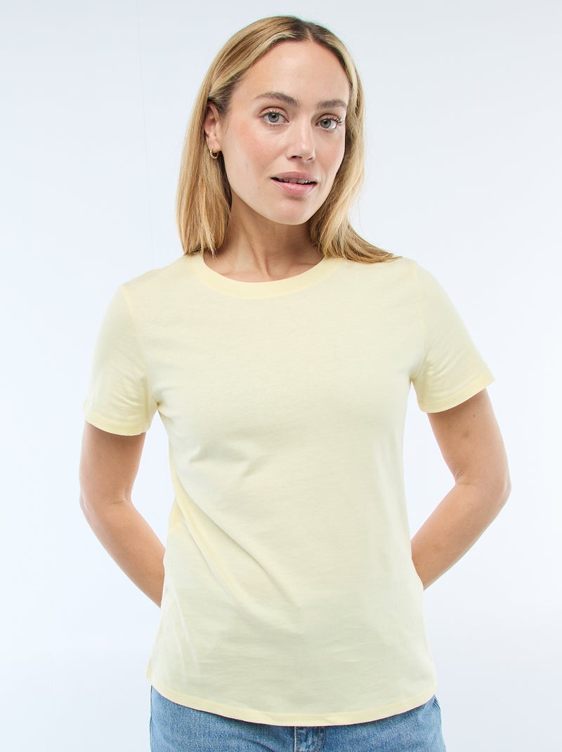 Tee-shirt en jersey manches courtes Jaune - Kiabi