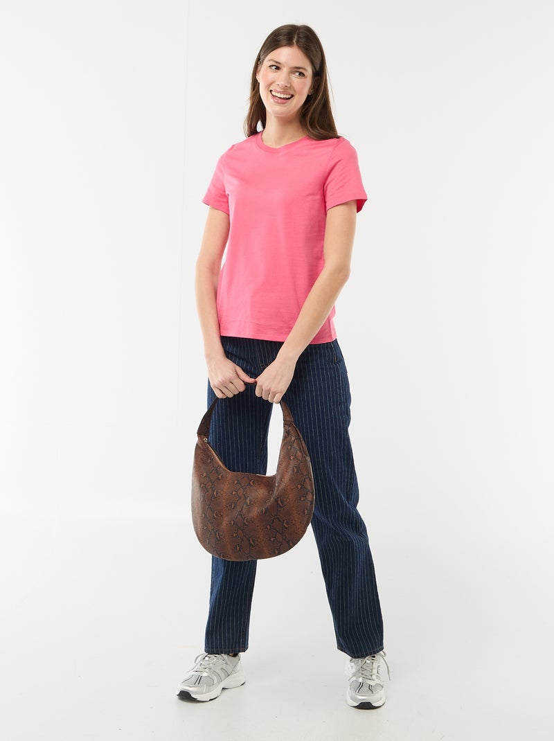 Tee-shirt en jersey manches courtes Rose - Kiabi