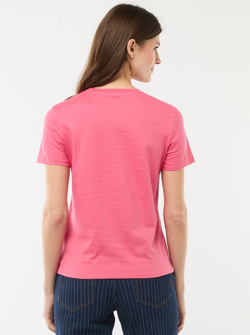 Tee-shirt en jersey manches courtes Rose - Kiabi