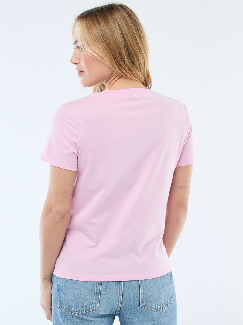 Tee-shirt en jersey manches courtes Rose - Kiabi