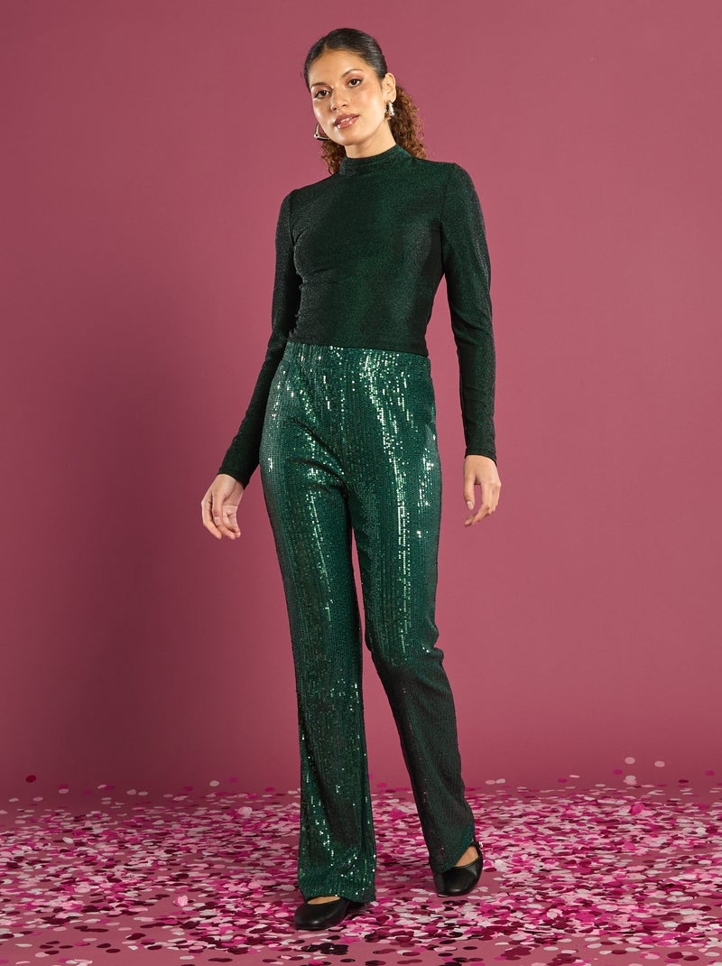 Tee-shirt en maille bisou avec dos échancré Vert - Kiabi