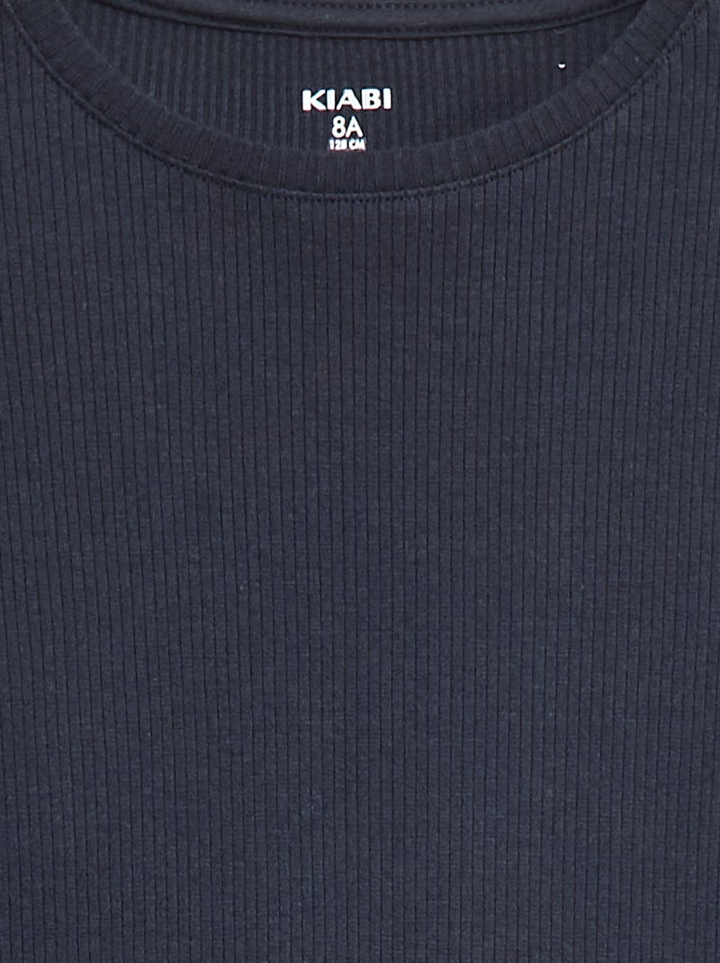 Tee-shirt en maille côtelée Bleu - Kiabi